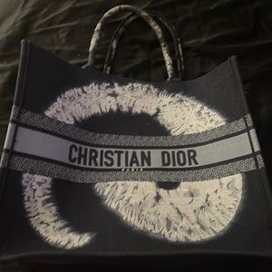 Dior Blue/White Canvas Tie Dye Book Tote